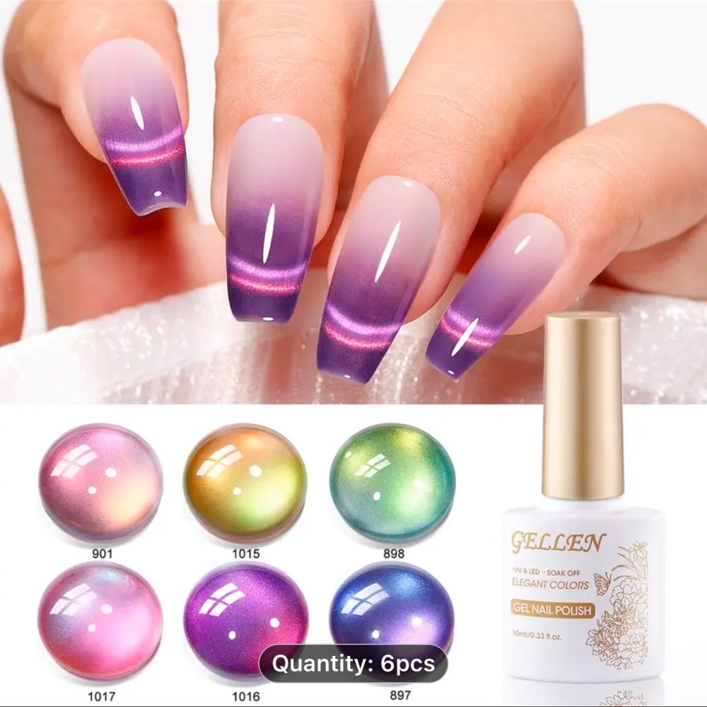 💅🏼Gellen Illusionist's Dream UV Cat Eye Gel Polish 6pcs set w/2 Magnetic tools